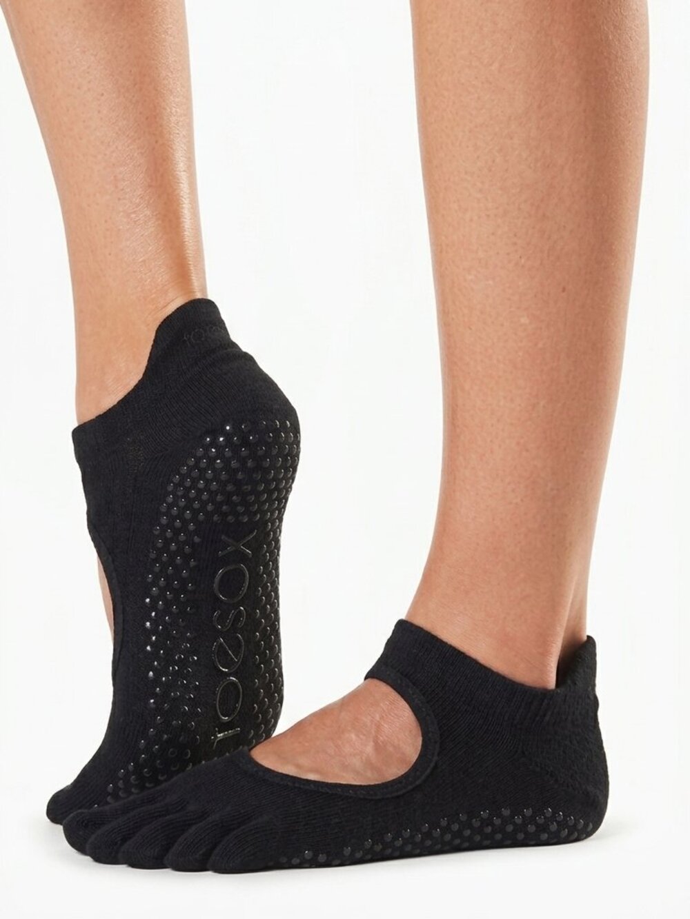 TOESOX non-slip five-toe yoga Socks black Women Shoe Size US 6-9